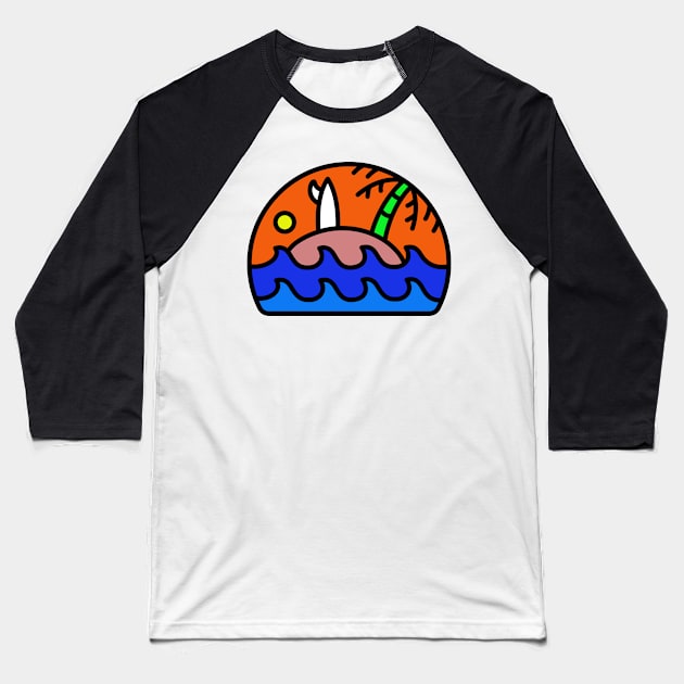 Surfing Waves Baseball T-Shirt by polkamdesign